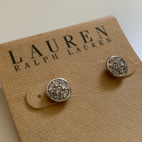 Ralph Lauren Silver Stud Earrings with Crystals - Picture 1 of 3
